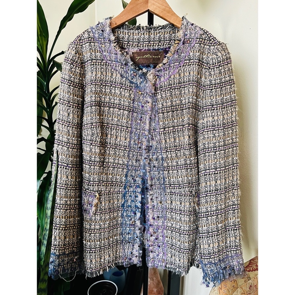 Cynthia Rose Embellished Tweed Jacket